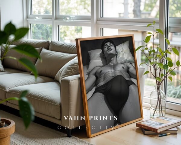 Male Nude Study Line Art Print Minimalist Decor