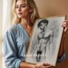 V150c_m2 Male Nude Body Contour Drawing Wall Art Modern Style