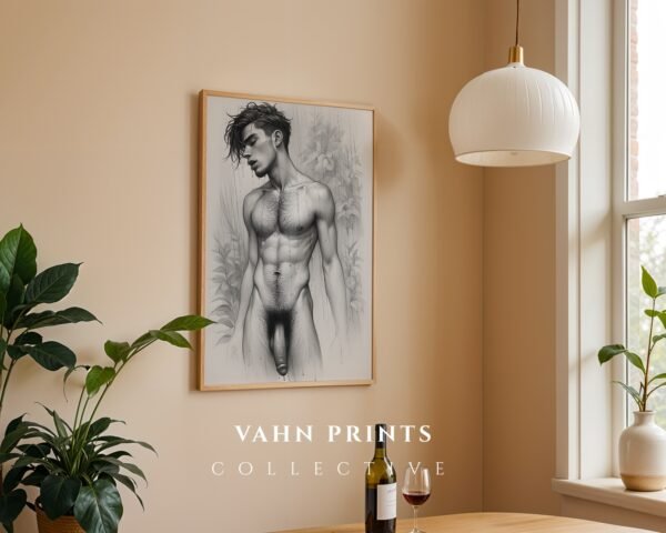 V150c_m3 Male Nude Body Contour Drawing Wall Art Modern Style