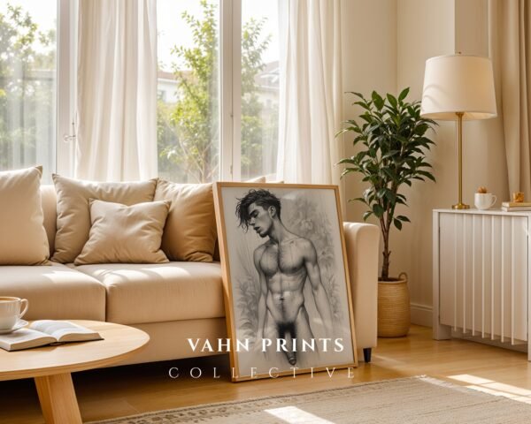 V150c_m4 Male Nude Body Contour Drawing Wall Art Modern Style