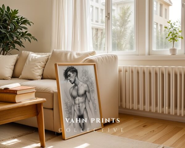 V150c_m5 Male Nude Body Contour Drawing Wall Art Modern Style