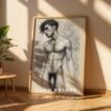 V150c_m7 Male Nude Body Contour Drawing Wall Art Modern Style