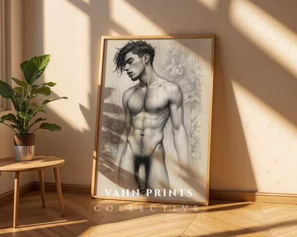 V150c_m7 Male Nude Body Contour Drawing Wall Art Modern Style