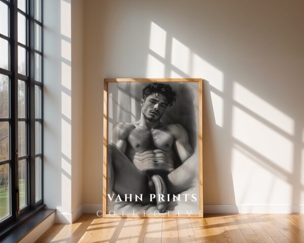 Minimal Male Figure Nude Wall Art Line Illustration