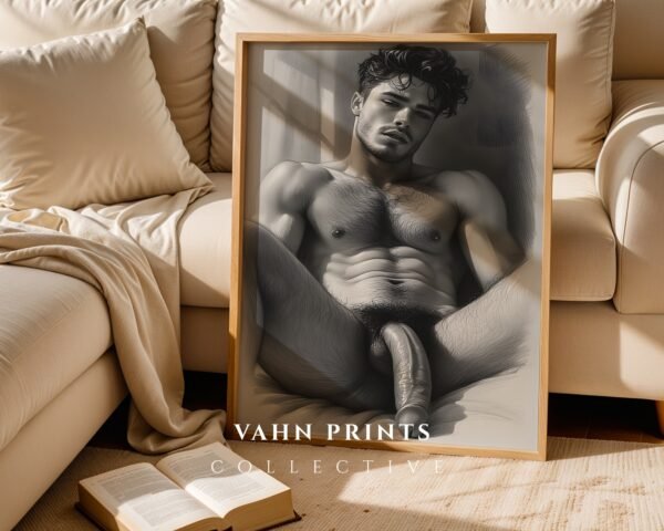 Minimal Male Figure Nude Wall Art Line Illustration