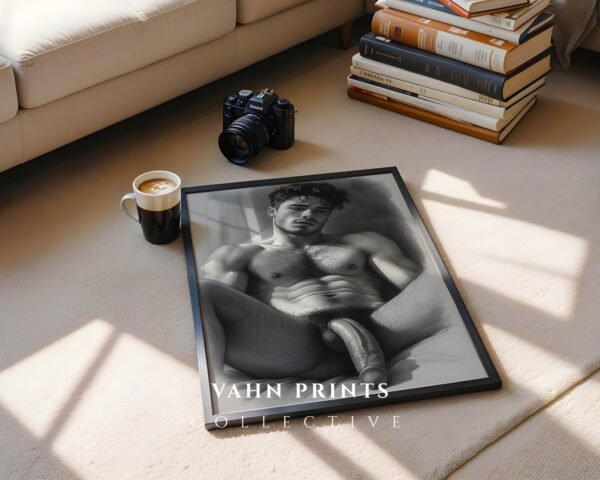 Minimal Male Figure Nude Wall Art Line Illustration