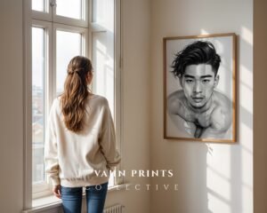 Male Nude Body Sketch Wall Art Modern Minimal Decor