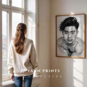 Male Nude Body Sketch Wall Art Modern Minimal Decor