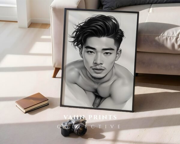 Male Nude Body Sketch Wall Art Modern Minimal Decor