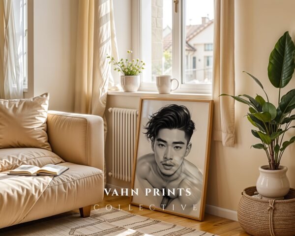 Male Nude Body Sketch Wall Art Modern Minimal Decor