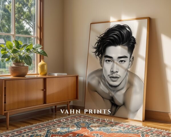 Male Nude Body Sketch Wall Art Modern Minimal Decor