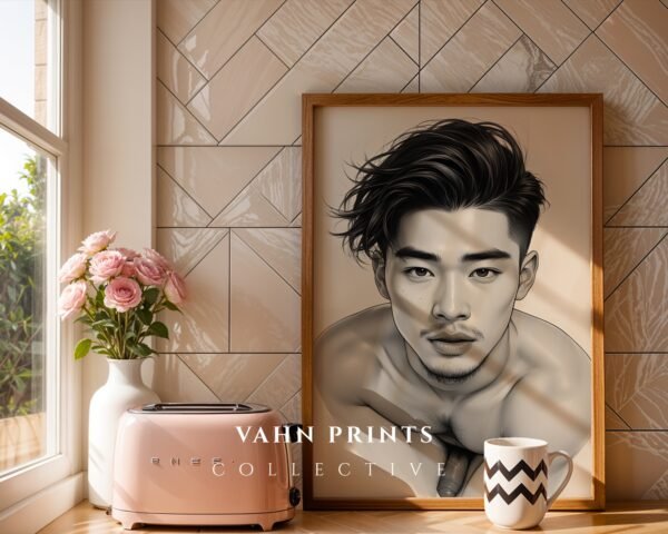 Male Nude Body Sketch Wall Art Modern Minimal Decor