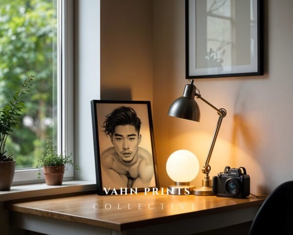 Male Nude Body Sketch Wall Art Modern Minimal Decor