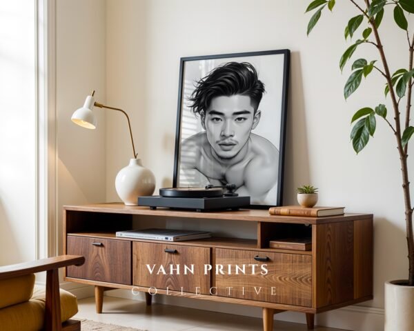 Male Nude Body Sketch Wall Art Modern Minimal Decor