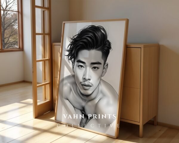 Male Nude Body Sketch Wall Art Modern Minimal Decor