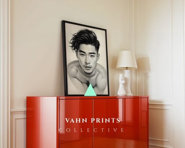 Male Nude Body Sketch Wall Art Modern Minimal Decor