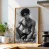Artistic Male Figure Nude Wall Art Line Drawing Print