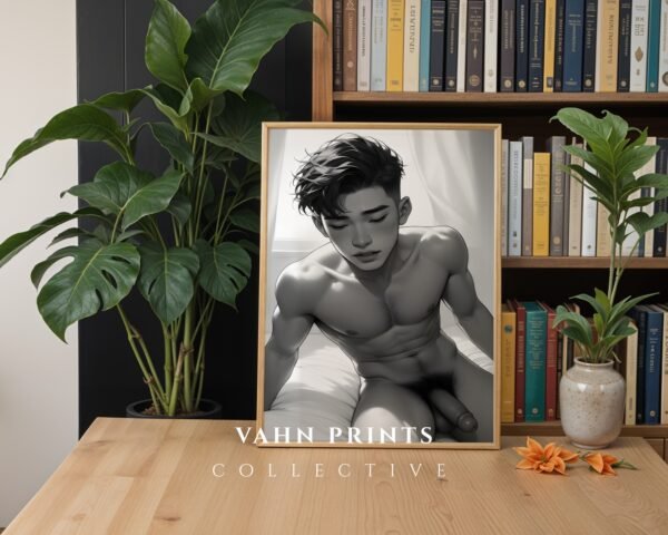 V155c_m3 Male Nude Gesture Drawing Wall Art Minimalist Printable