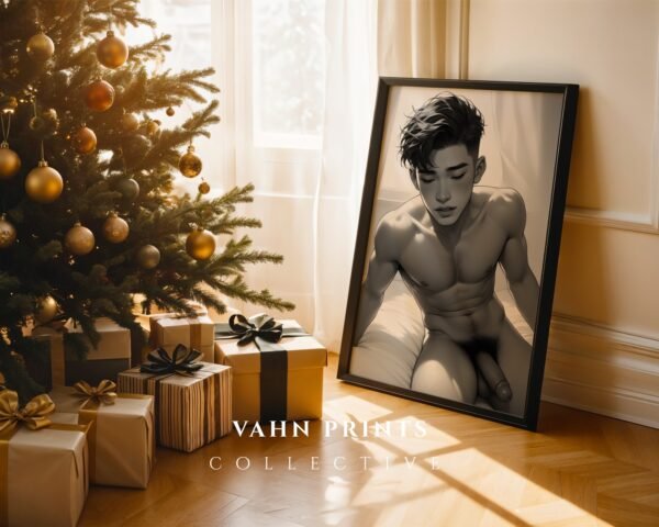 V155c_m5 Male Nude Gesture Drawing Wall Art Minimalist Printable