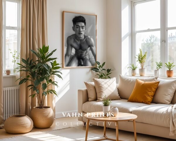 V156c_m2 Masculine Nude Figure Line Art Print Modern Decor