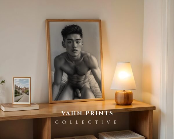 V156c_m5 Masculine Nude Figure Line Art Print Modern Decor