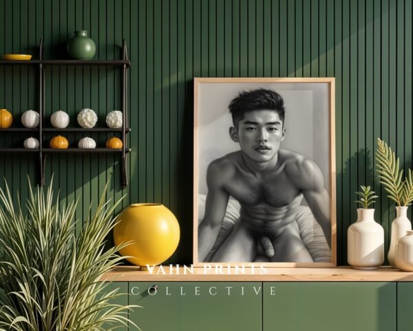 V156c_m8 Masculine Nude Figure Line Art Print Modern Decor