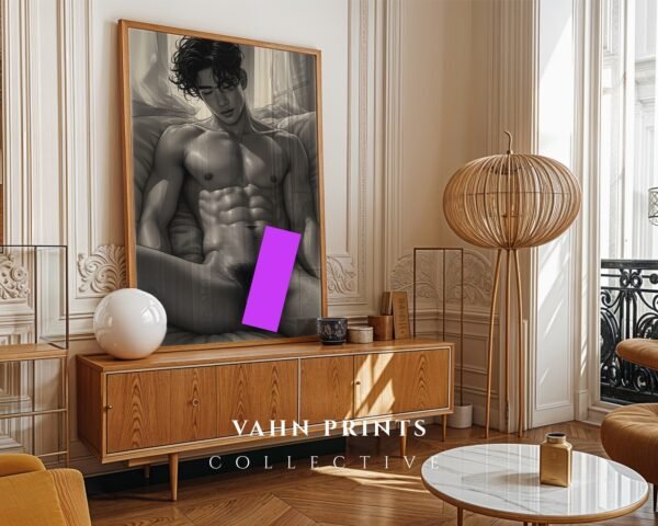 V157c_m10 Clean Male Nude Line Sketch Wall Art Contemporary Design