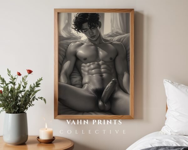 V157c_m2 Clean Male Nude Line Sketch Wall Art Contemporary Design