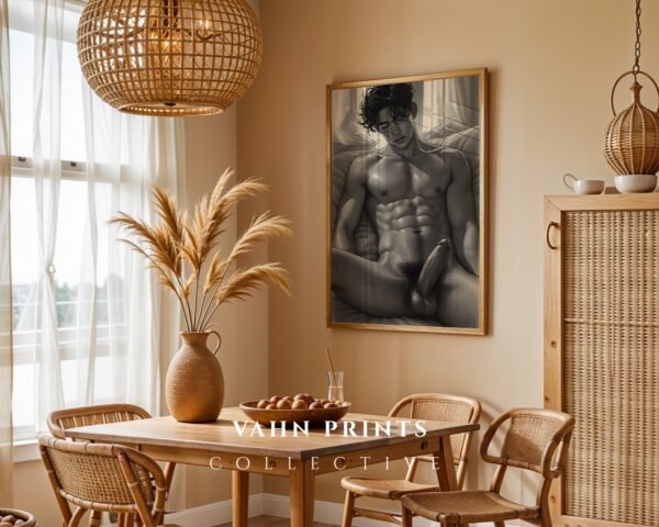 V157c_m4 Clean Male Nude Line Sketch Wall Art Contemporary Design