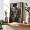 V157c_m7 Clean Male Nude Line Sketch Wall Art Contemporary Design