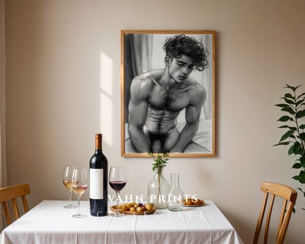 Male Nude Form Study Wall Art Minimalist Line Print