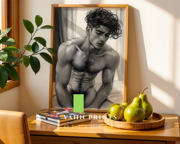 Male Nude Form Study Wall Art Minimalist Line Print