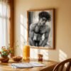 Male Nude Form Study Wall Art Minimalist Line Print