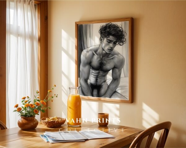 Male Nude Form Study Wall Art Minimalist Line Print