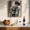 Male Nude Form Study Wall Art Minimalist Line Print