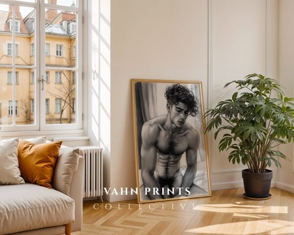 Male Nude Form Study Wall Art Minimalist Line Print