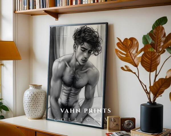 Male Nude Form Study Wall Art Minimalist Line Print