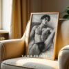 Modern Male Nude Body Art Print Clean Line Drawing