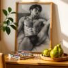 Modern Male Nude Body Art Print Clean Line Drawing