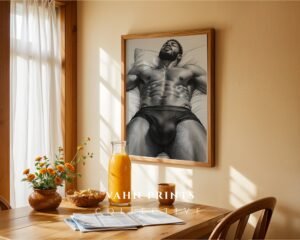 Nude Male Figure Illustration Wall Art Minimalist Decor