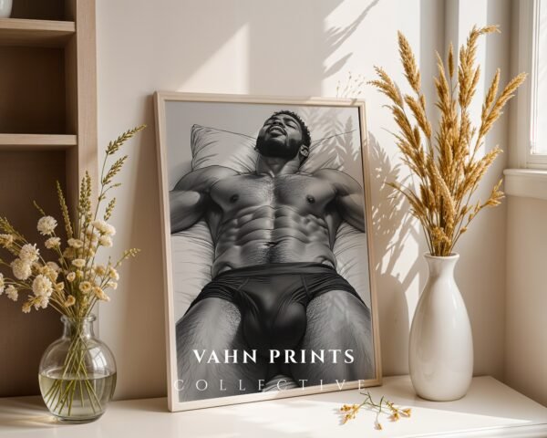 Nude Male Figure Illustration Wall Art Minimalist Decor