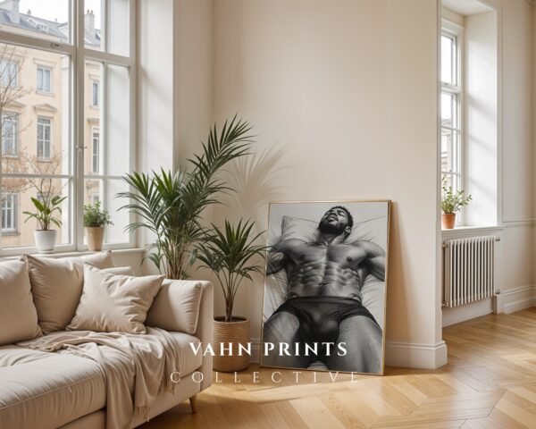 Nude Male Figure Illustration Wall Art Minimalist Decor