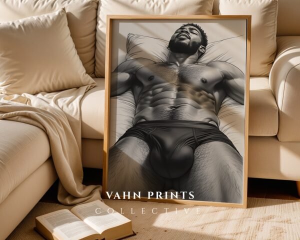 Nude Male Figure Illustration Wall Art Minimalist Decor