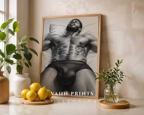 Nude Male Figure Illustration Wall Art Minimalist Decor