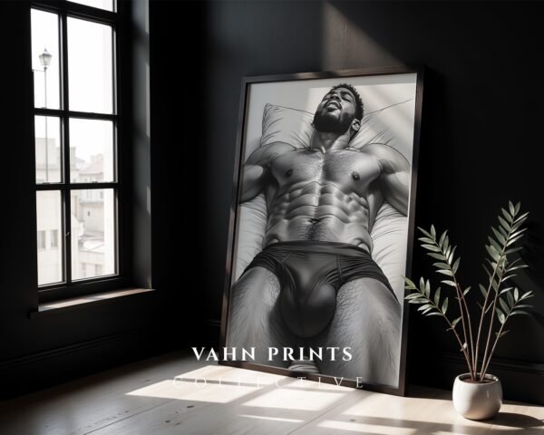 Nude Male Figure Illustration Wall Art Minimalist Decor