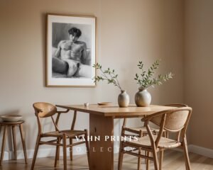 Male Nude Body Outline Art Print Modern Wall Decor