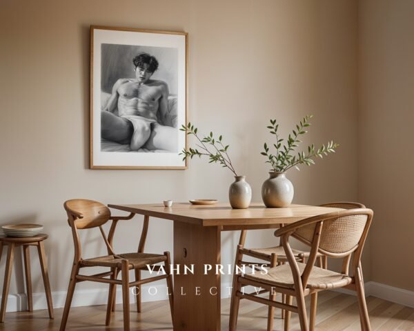 Male Nude Body Outline Art Print Modern Wall Decor