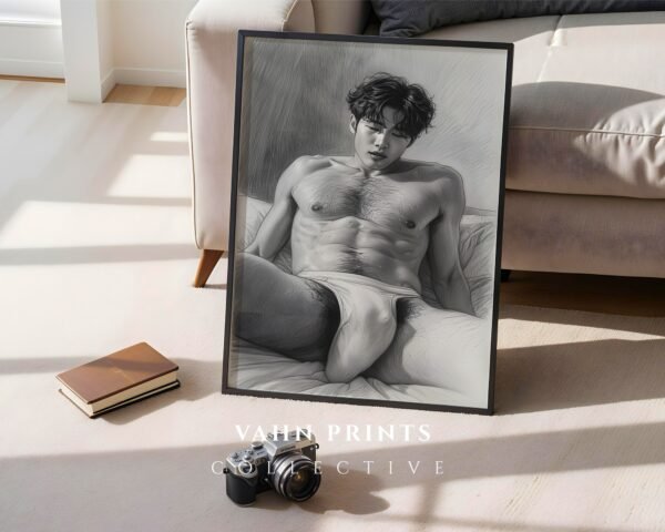 Male Nude Body Outline Art Print Modern Wall Decor