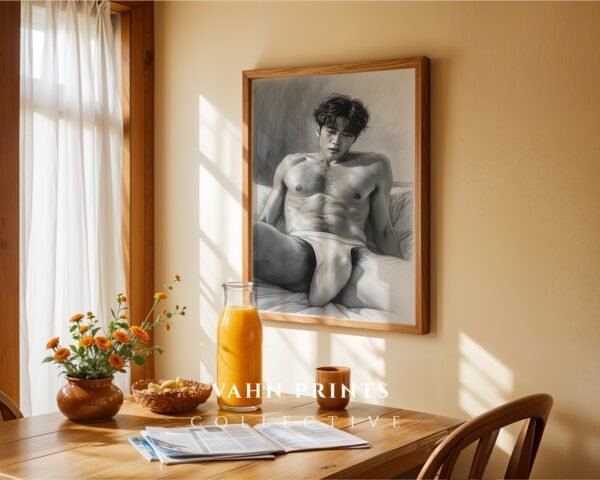 Male Nude Body Outline Art Print Modern Wall Decor