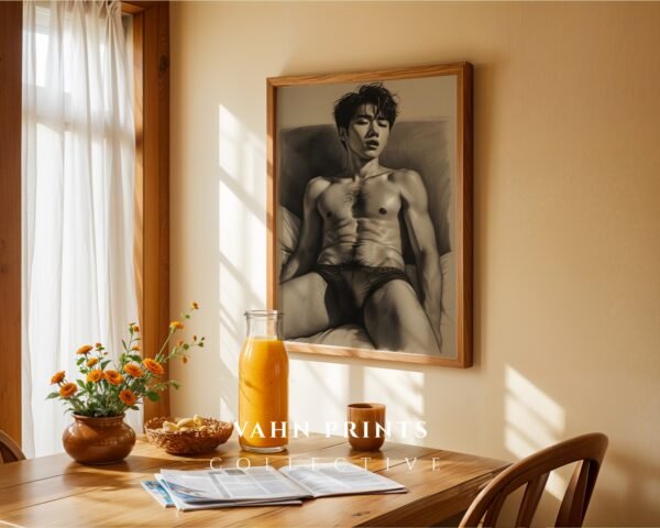 Minimal Nude Male Wall Art Elegant Line Drawing Print